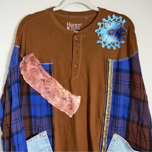 Handmade Upcycled Art To Wear Top Tunic-Patchwork-Boho-One Size - Picture 3 of 8